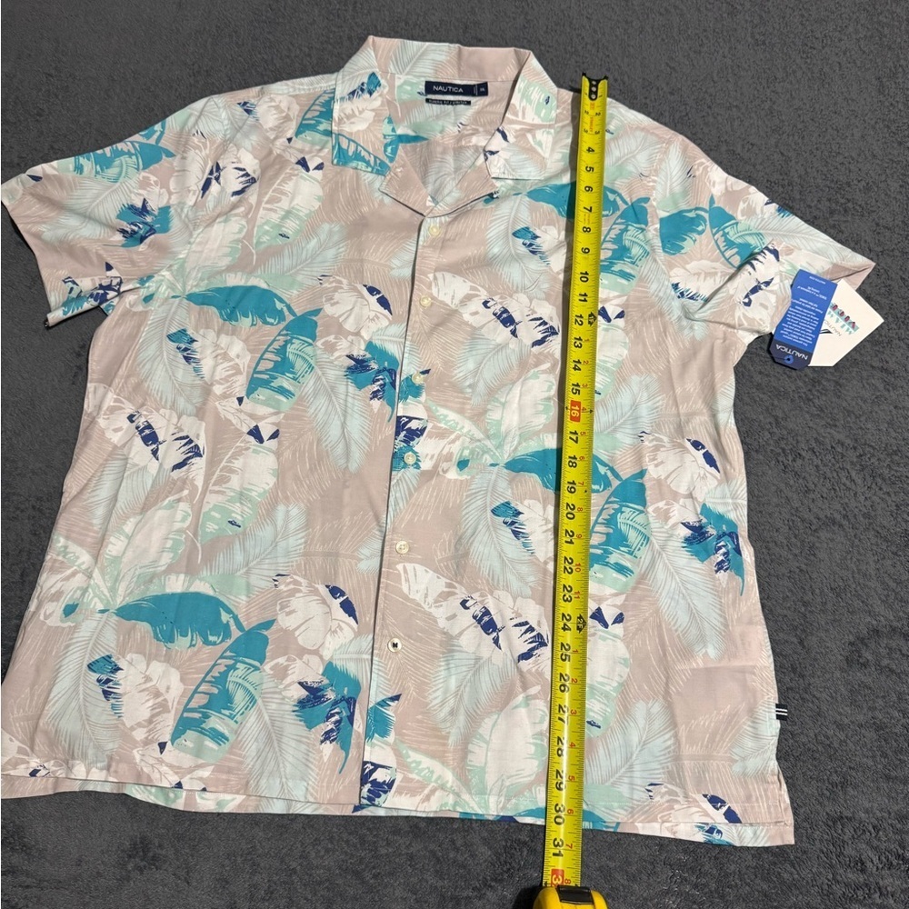 💙NEW!!💙 Nautica Cream and Blue Casual Button Down Shirt🩵🩵XXL🩵 - Picture 5 of 10